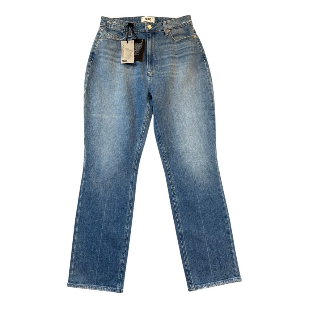 Paige Knockout High Rise Modern Straight Leg Jeans Mosaic Blue 10 30 NWT